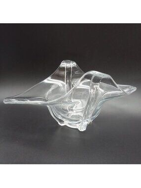 Vintage Duncan & Miller Venetian Clear Glass Bowl Dish Wavy Elegant Candy MCM